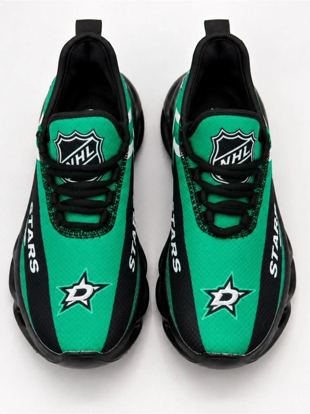 Dallas Stars Fan Athletic Sneakers Green Black Men's US 6.5 Slip On Size 39